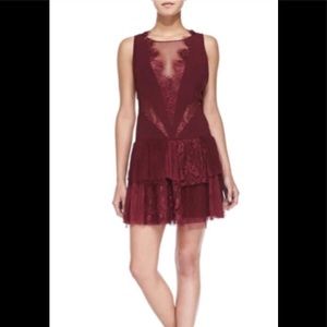 Free People Burgundy Lace Mini Dress